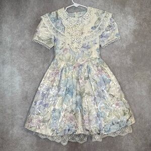 VTG 80's Jessica McClintock Girl's Pastel Floral Special Occassion Dress Sz 5‎